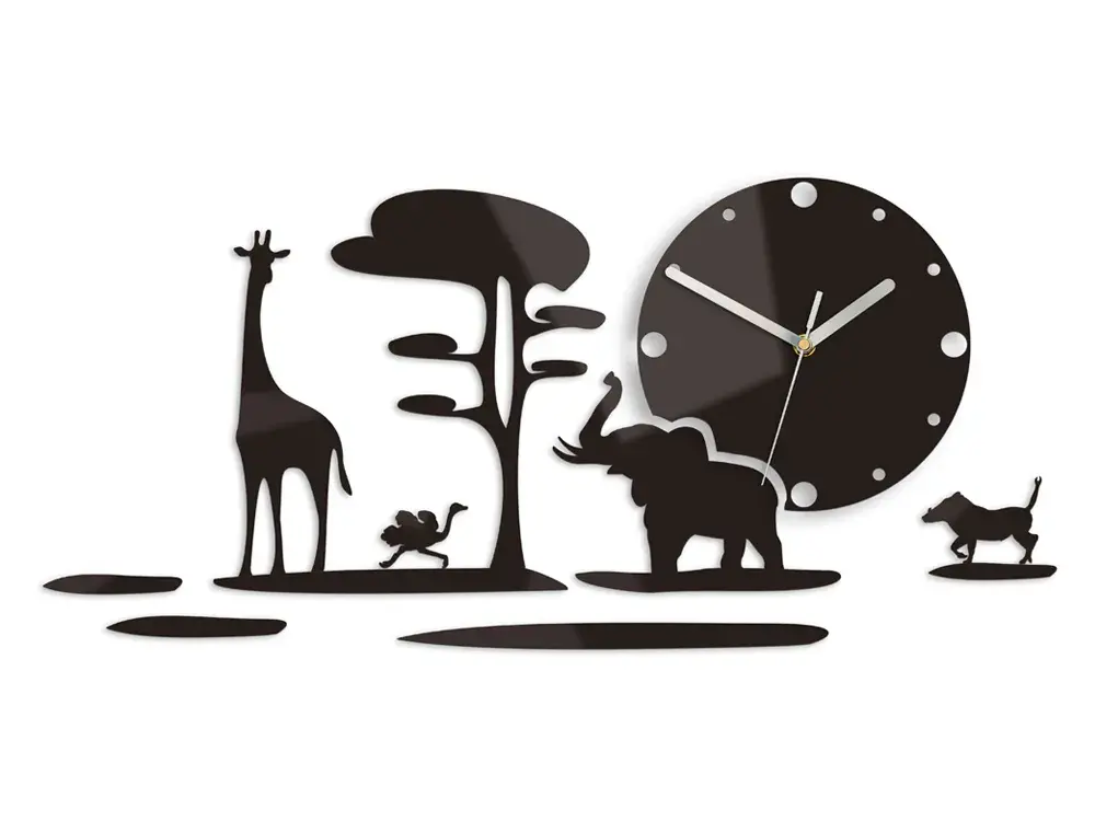 Nástěnné hodiny Safari 60 cm černé