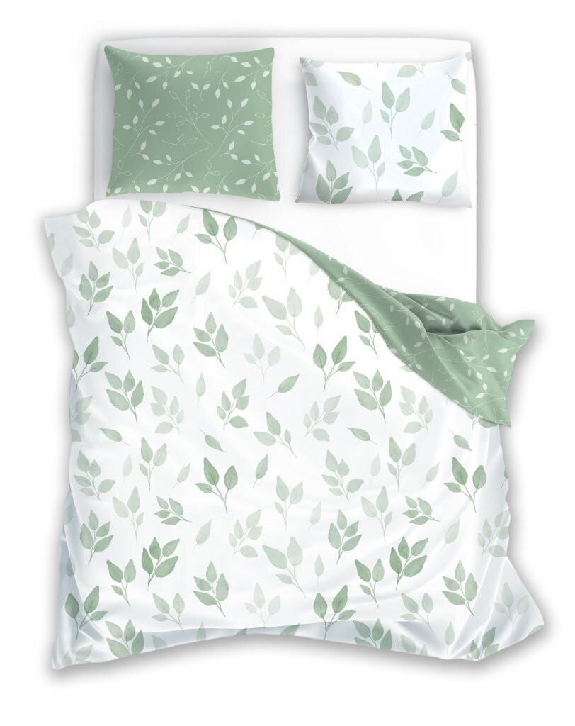 Povlečení z mikrovlákna SATYN 012 160x200 cm + 2x 70x80 cm bílo-zelené
