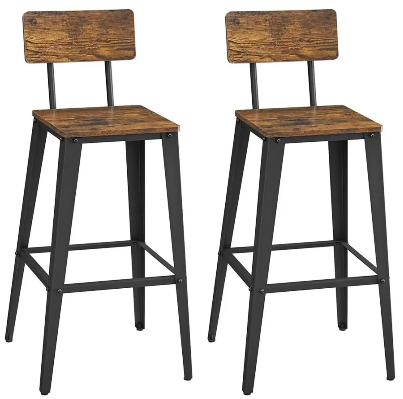 Sada 2 ks barových židlí Vasagle Kori hnědá/černá