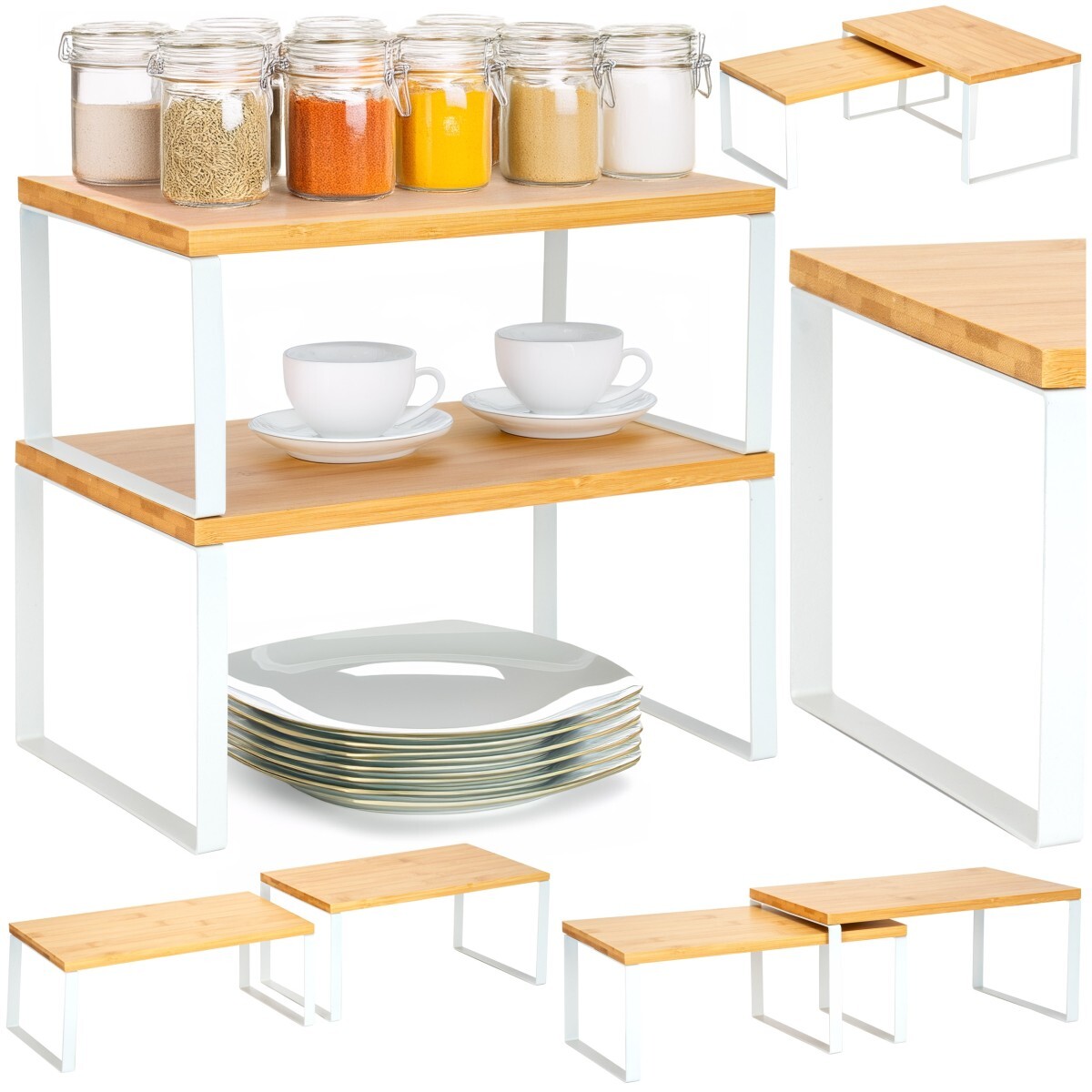 Sada 2 ks kuchyňských polic GINGER bílá/hnědá