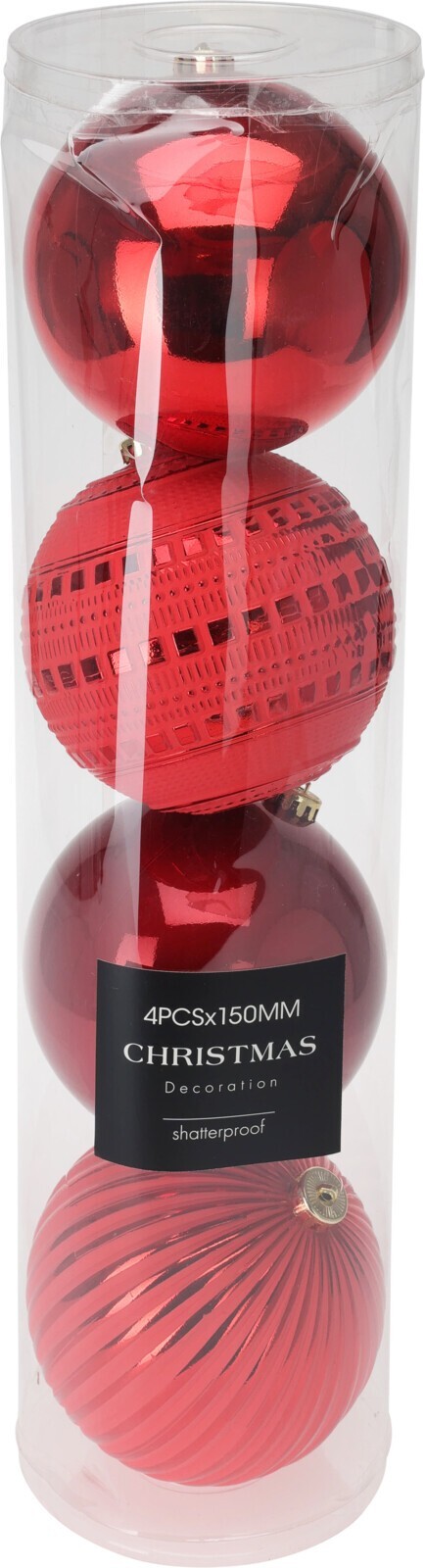 Sada 4 ks vánočních baněk Monty 10 cm červená