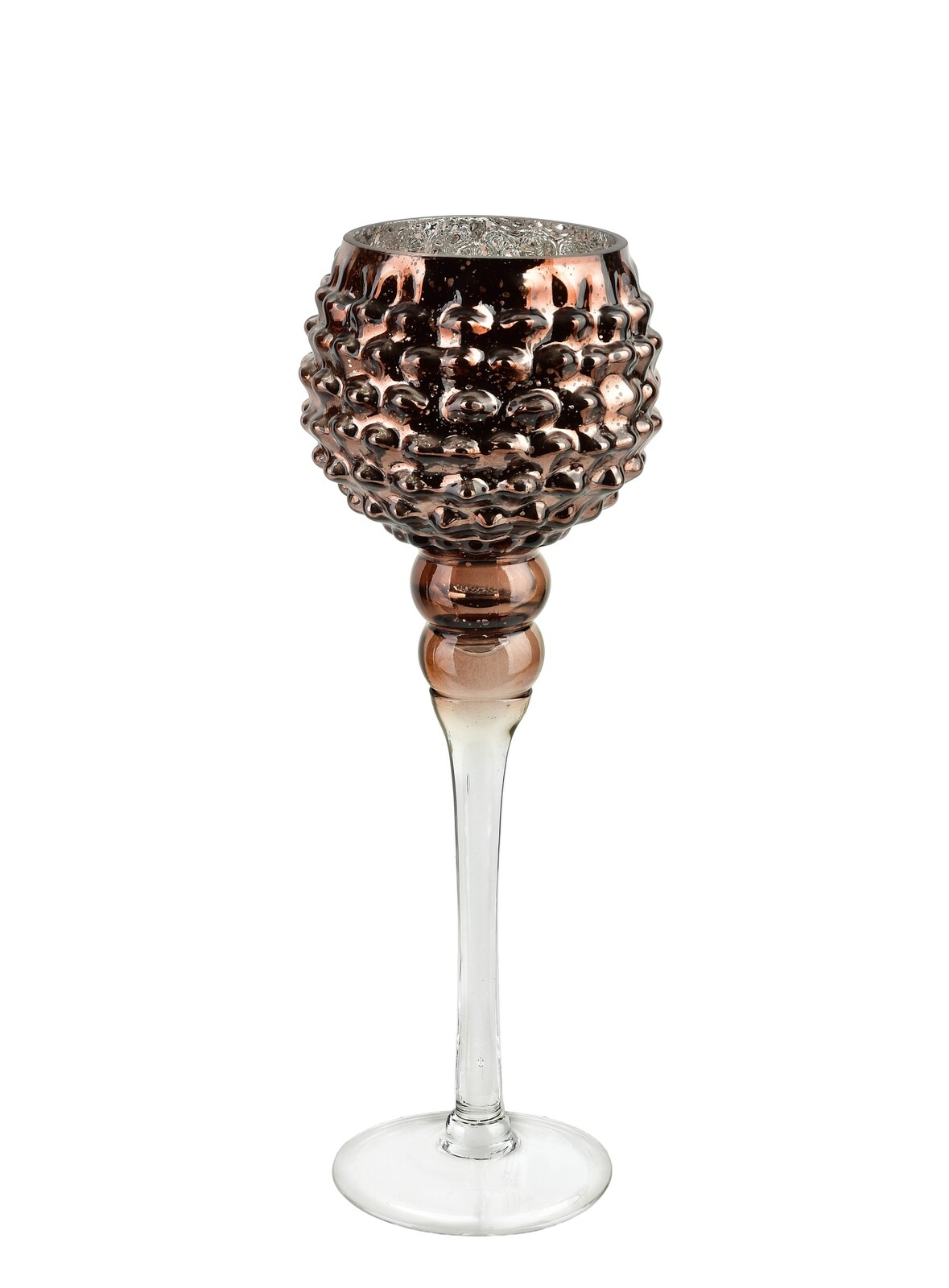 Skleněný svícen DONNA 35 cm bronzově hnědý