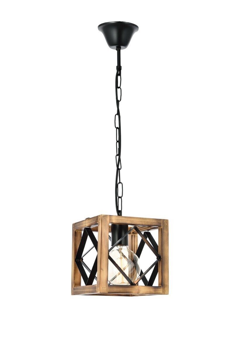 Stropní svítidlo ZIKZAK II jedlové dřevo ořech/černé