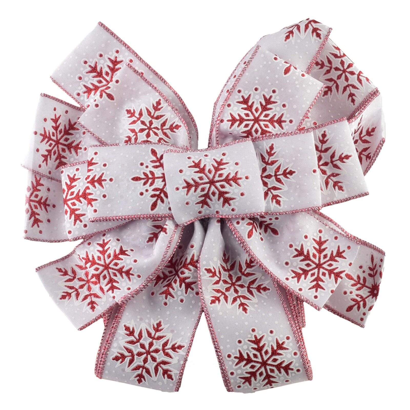 Vánoční dekorativní mašle Santa Lila 32x130 cm bílo-červená s vločkami