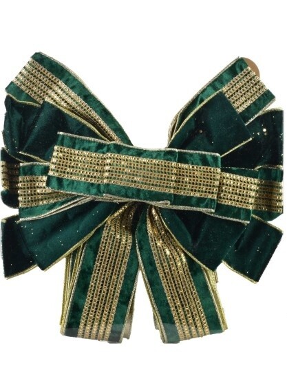 Vánoční dekorativní mašle Santa Lila 32x130 cm zeleno-zlatá