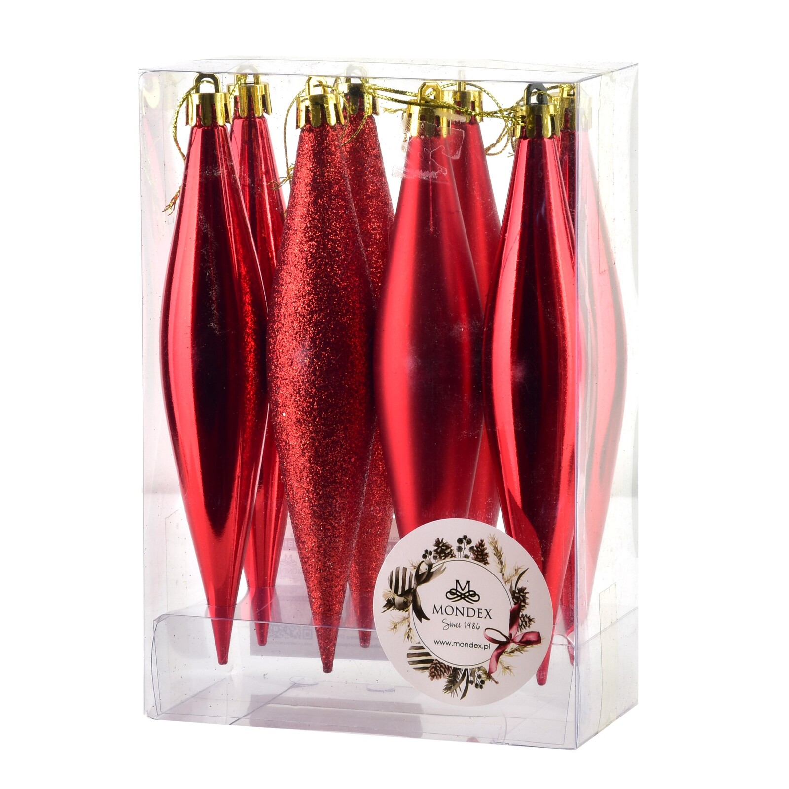 Vánoční sada 8 ks ozdob Santa Lila Rampouchy červená