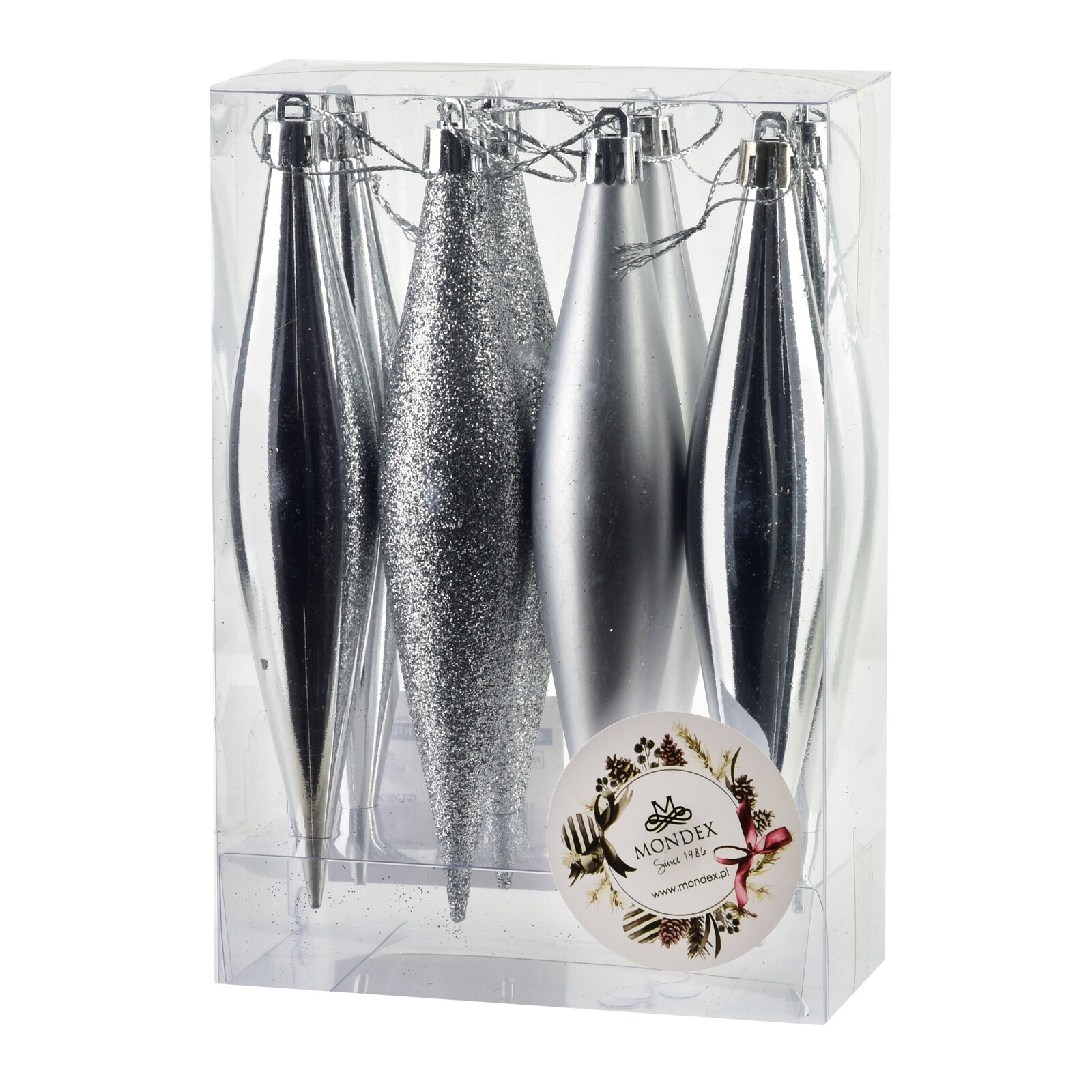 Vánoční sada 8 ks ozdob Santa Lila Rampouchy stříbrná