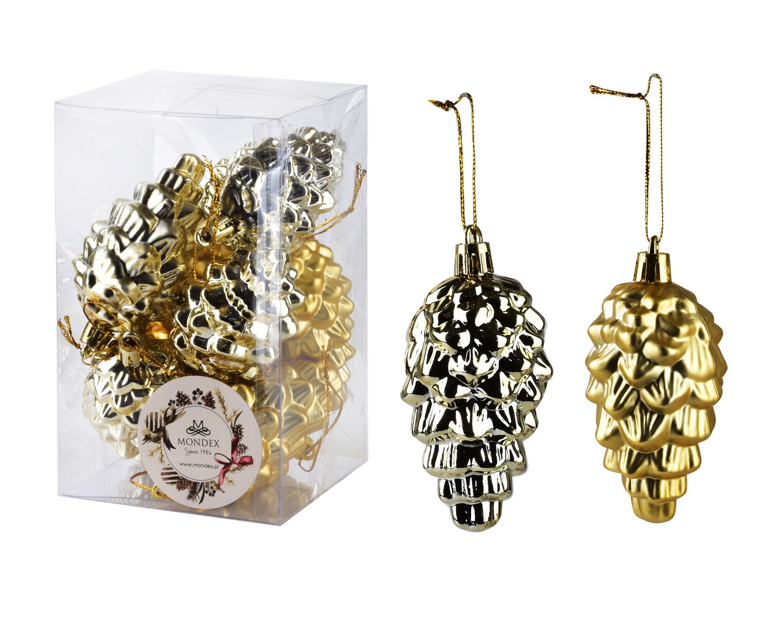 Vánoční sada 8 ks závěsných šišek SANTA LILA 8 cm zlatá