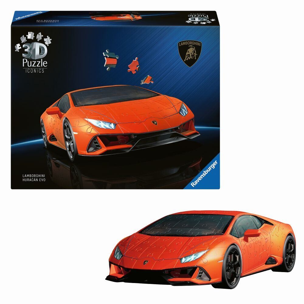 Ravensburger Iconics: Lamborghini Huracán Evo oranžové 3D Puzzle 158 dielikov