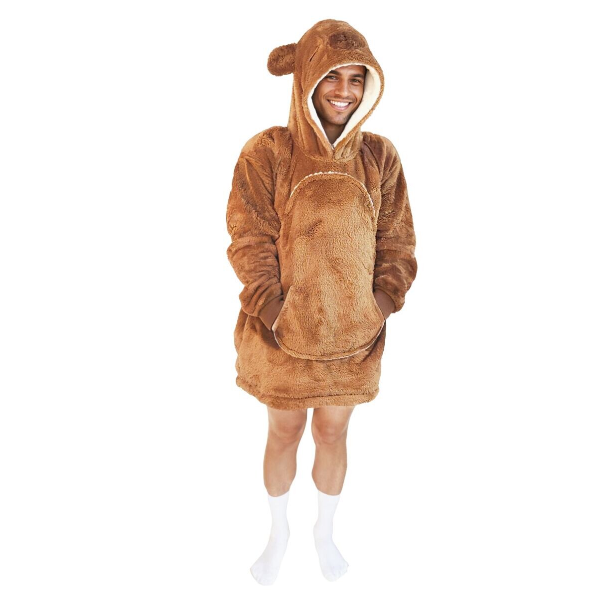 Cozy Noxxiez CH364 Kapybara - hrejivá televízna mikinová deka s kapucňou pre teenagerov a dospelých
