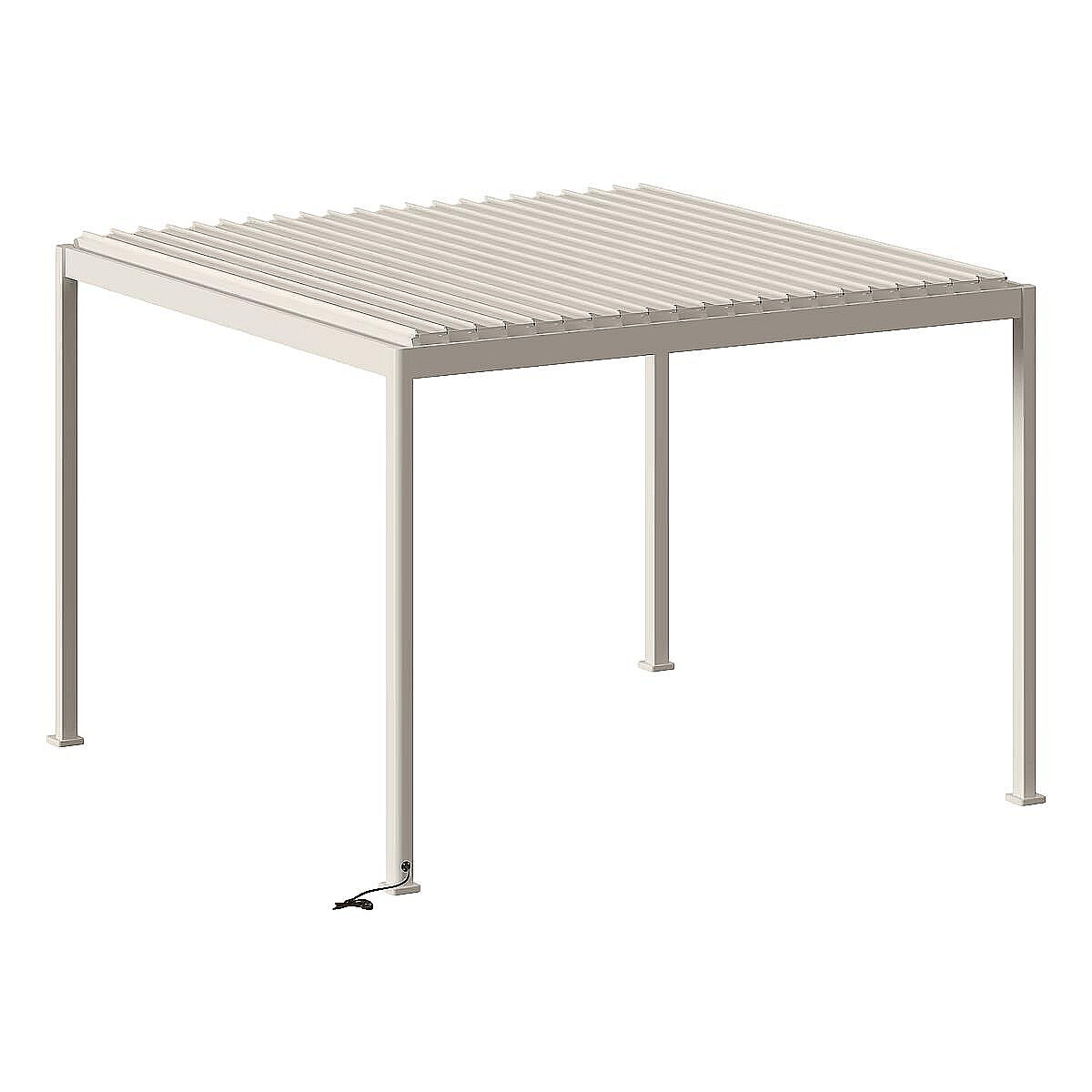 DEOKORK Záhradný hliníkový altánok elektrický MEGAN 4x3 m (ivory)