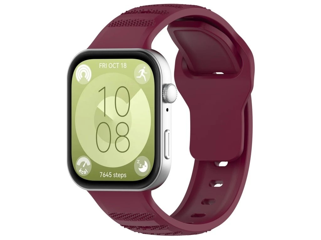 eses Silikonový vzorovaný remínek pro Huawei Watch Fit 3, 4 a 4 Pro - Vínový