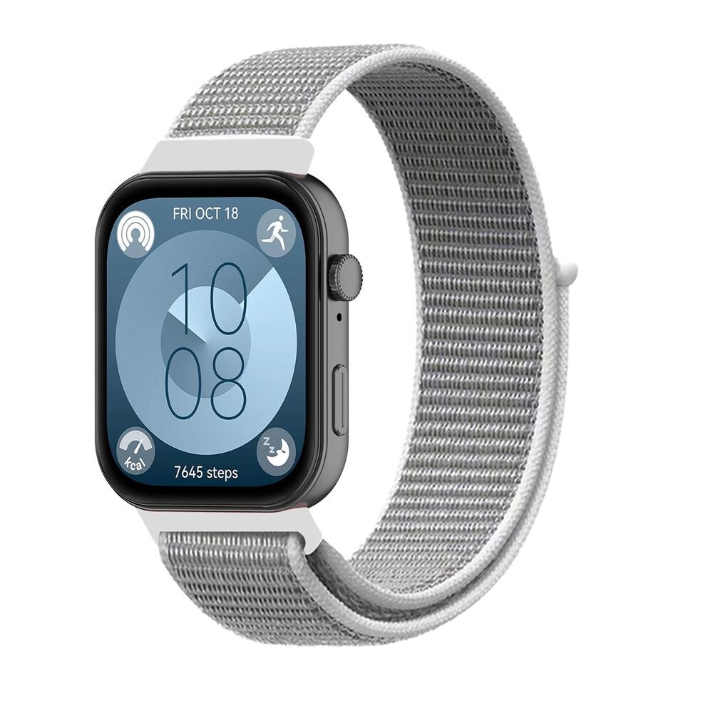 eses Nylonový remienok pre Huawei Watch Fit 3, 4 a 4 Pro - Bielo šedý