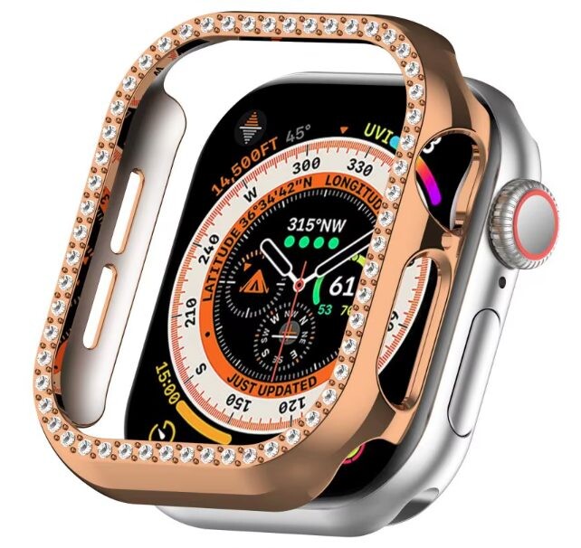 Ochranný rámček s kamienkami pre Apple Watch 10, 46 mm - Měděný