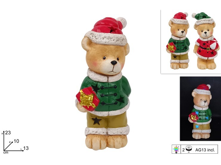 MAKRO - Dekorácia vianočná medveď 23cm LED rôzne druhy