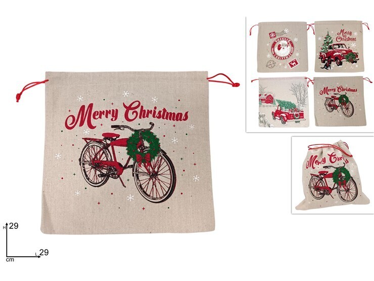 MAKRO - Taška vianočná 29x29cm Juta rôzne dekory