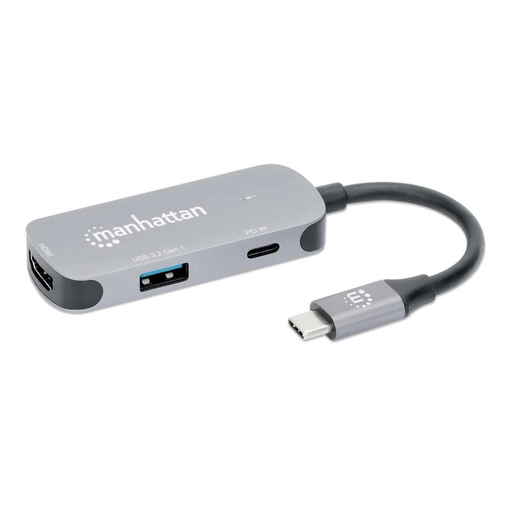 MANHATTAN Dokovacia stanica USB-C 3v1, 1xHDMI, 1xUSB-C, 1xUSB, sivá