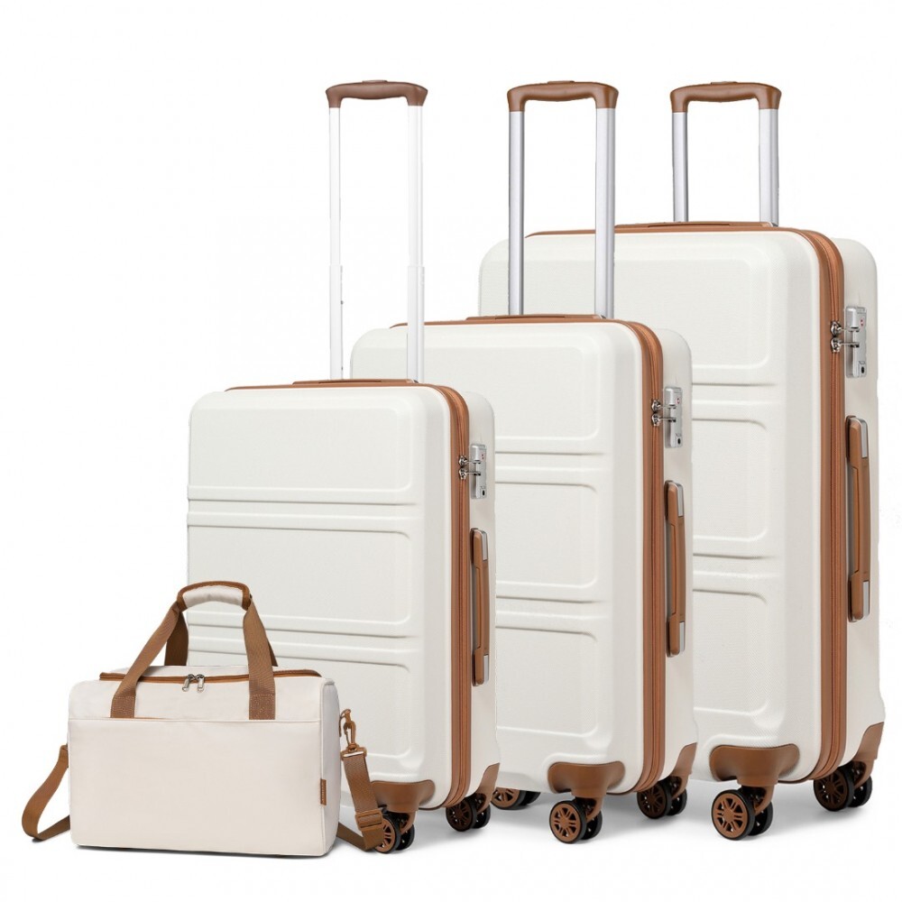 Kono sada 3 kufrov s horizontálnym dizajnom a cestovnej tašky - béžovo-hnedá - 20L/44L/66L/96L