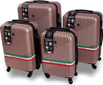 BERTOO cestovný kufor Milano – champagne sada 4 v 1