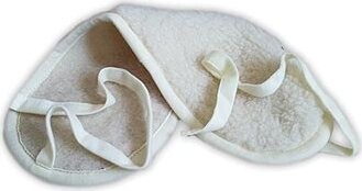 Babička Ovečková Mini ľadvinový obojstranný pás na zaväzovanie z ovčej vlny merino prírodný