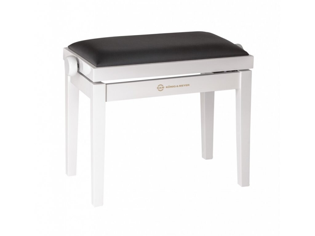 K&M B-13711 Piano bench - wooden-frame white glossy finish + 13800-100-00