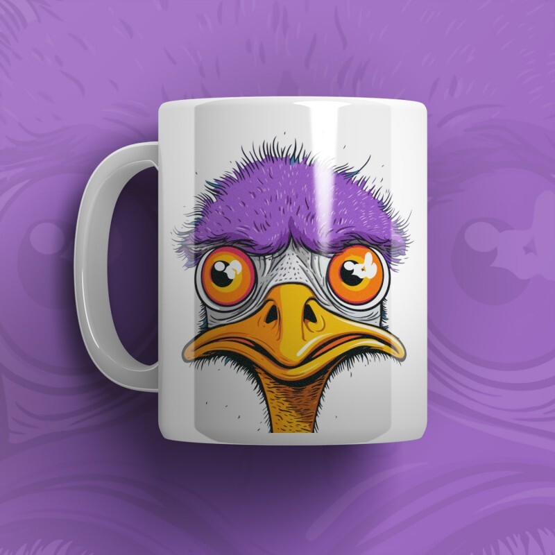 KH4-11 DR Hrnček - Ostrich in shock 330ml