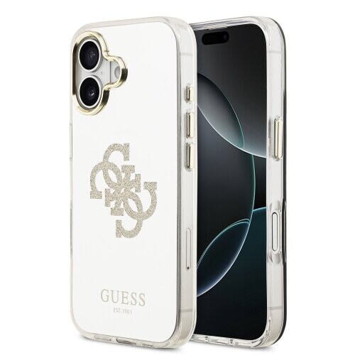 Guess PC/TPU Mirror 4G Glitter Logo MagSafe Zadní Kryt pro iPhone 17 Gold