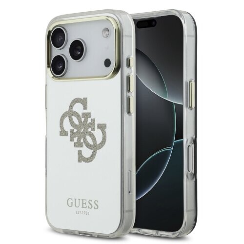 Guess PC/TPU Mirror 4G Glitter Logo MagSafe Zadní Kryt pro iPhone 17 Pro Max Gold