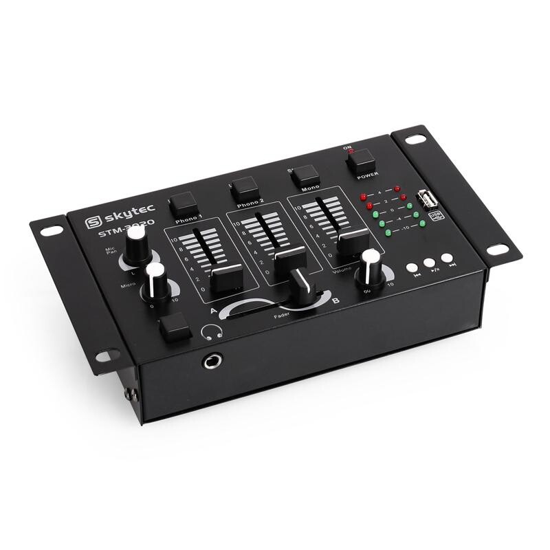 3/2–kanálový DJ mixážny pult Skytec STM-3020, MP3, USB vstup
