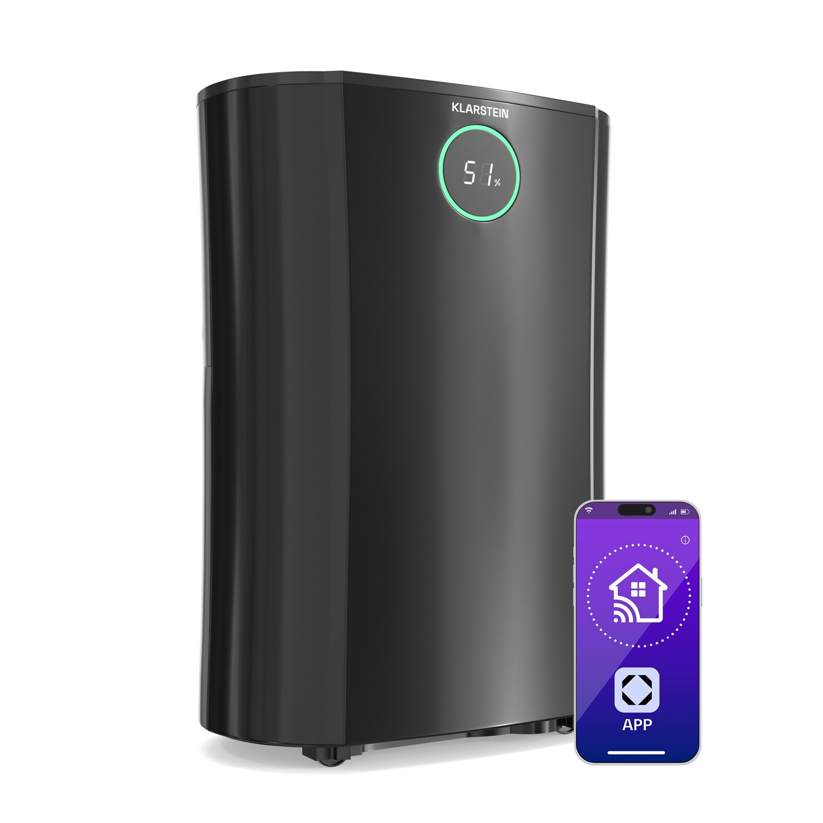 Klarstein DryFy ProConnect 16L odvlhčovač vzduchu, 16 l/deň, 18 m², WiFi, Aplikácia, LED indikátor, 24-hodinový časovač