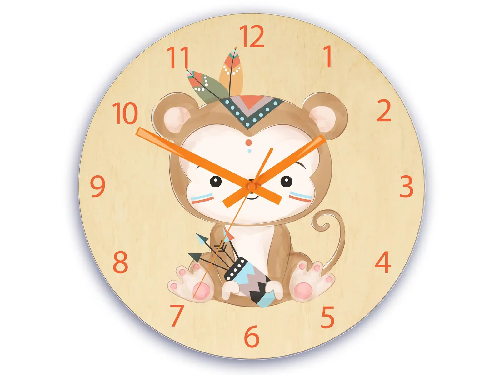 Dětské nástěnné hodiny Ami Opice indián 30 cm vícebarevné