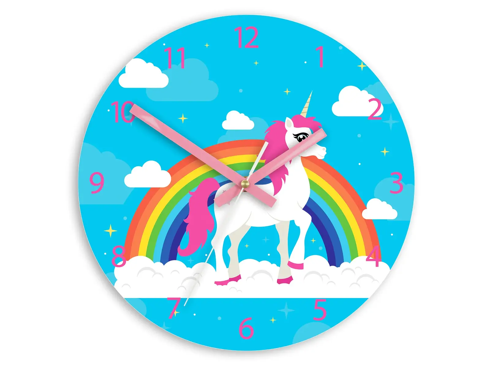 Dětské nástěnné hodiny Jednorožec 30 cm vícebarevné
