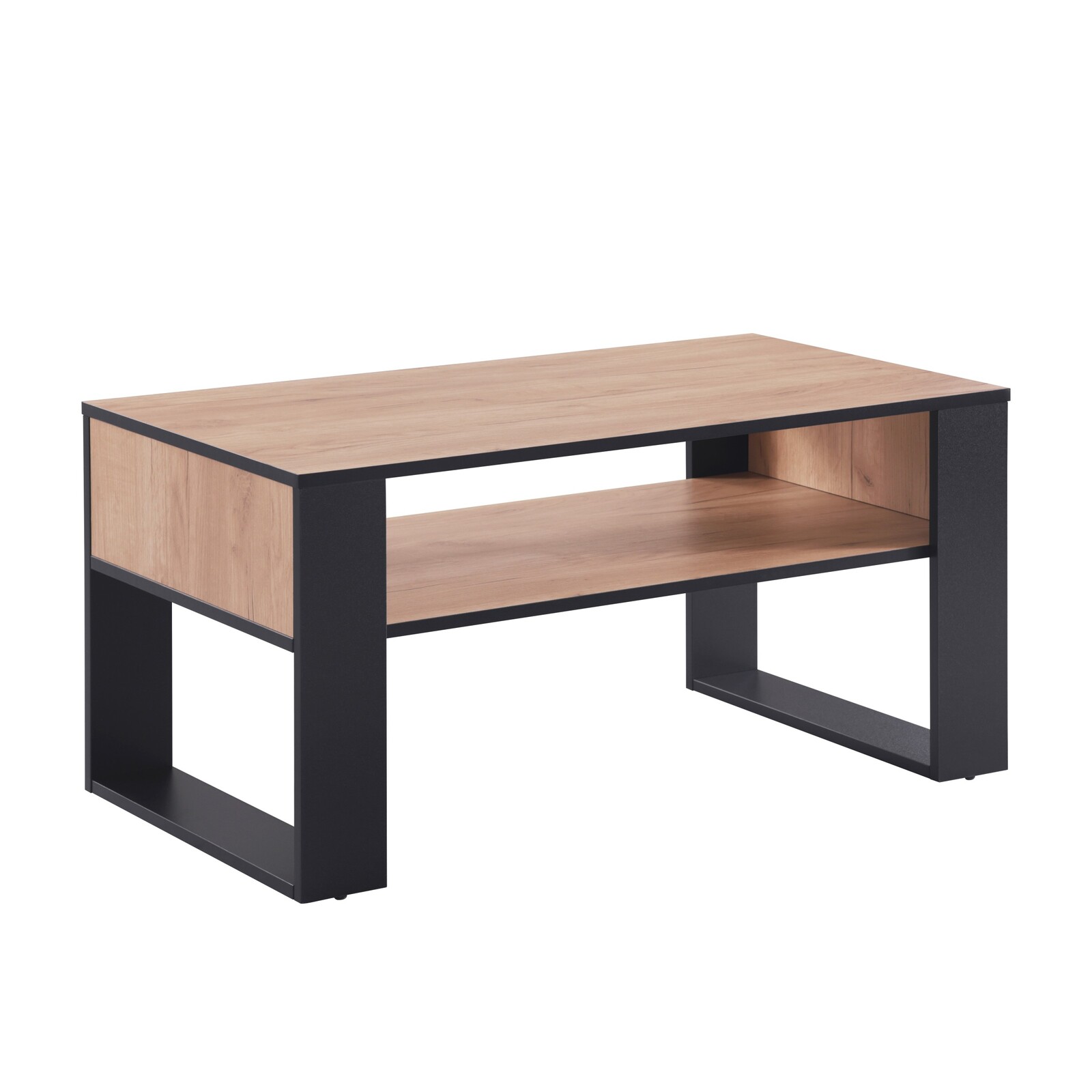 Konferenčný stolík Houseland Domini dub craft zlatý/čierny