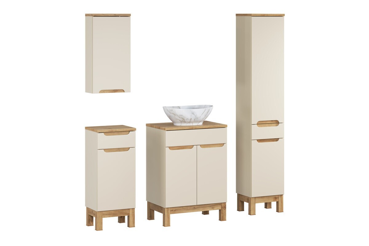 Koupelnová sestava Bali Casad Pati s deskou, umyvadlem a skříňkami 60 cm kašmírová/dub wotan