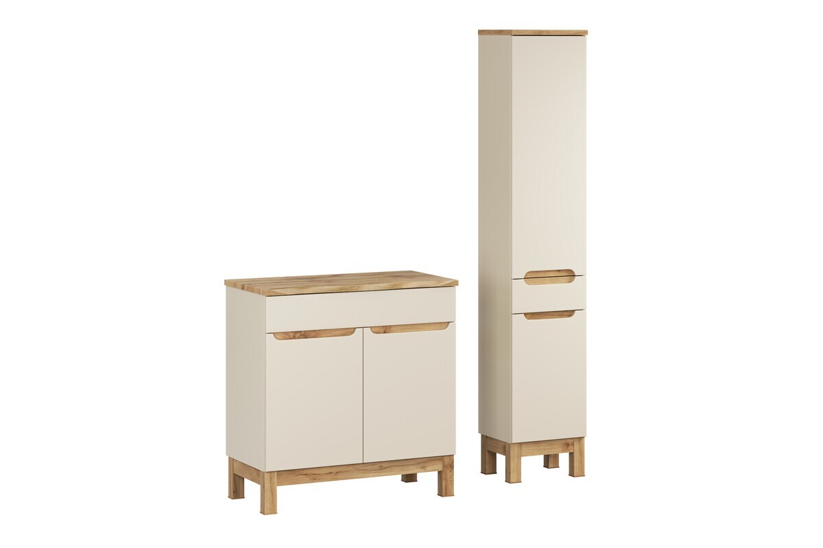 Koupelnová sestava Bali Nature s deskou a skříňkami 80 cm kašmírová/dub wotan