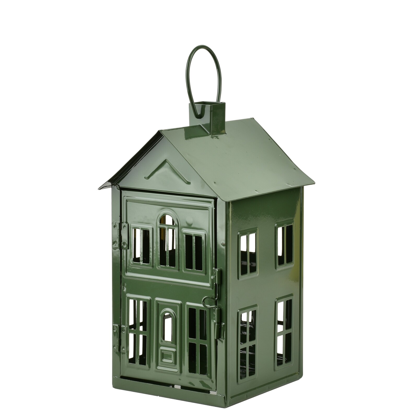 Kovová lucerna Roger 14,8x14,3x26,8 cm zelená