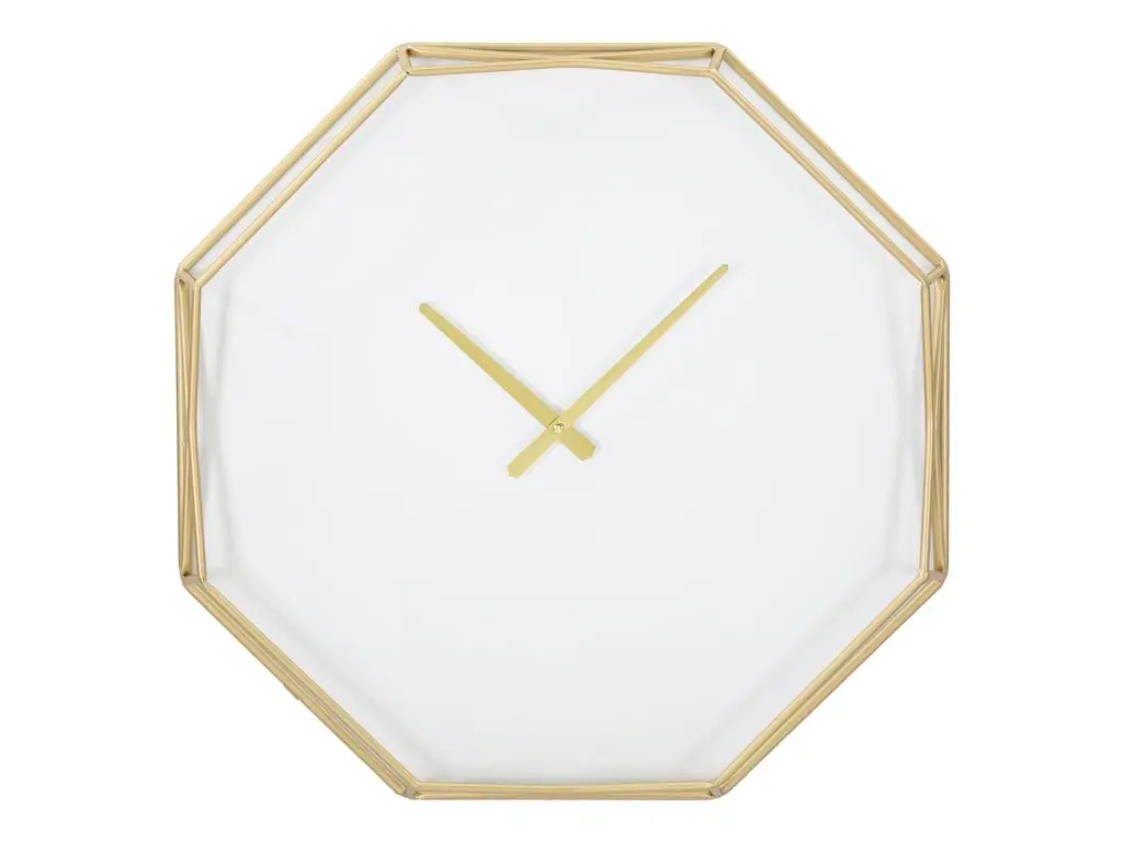 Kovové nástěnné hodiny Octagonal 56 cm zlaté/bílé