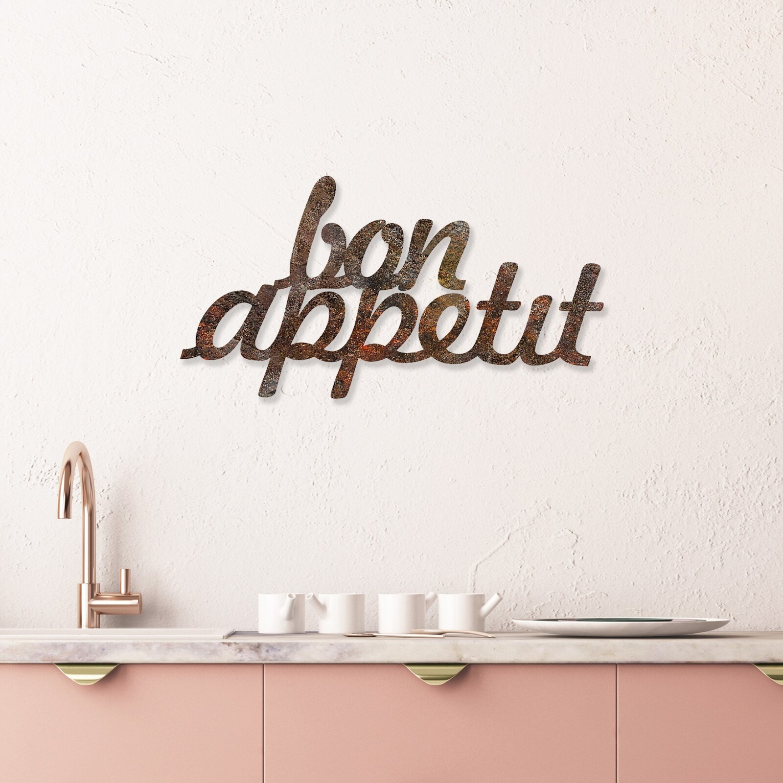 Nástěnná kovová dekorace Bon Appetit vícebarevná