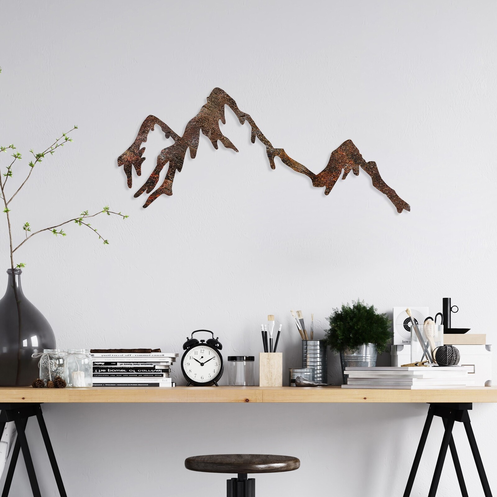 Nástěnná kovová dekorace Rusty Mountain vícebarevná