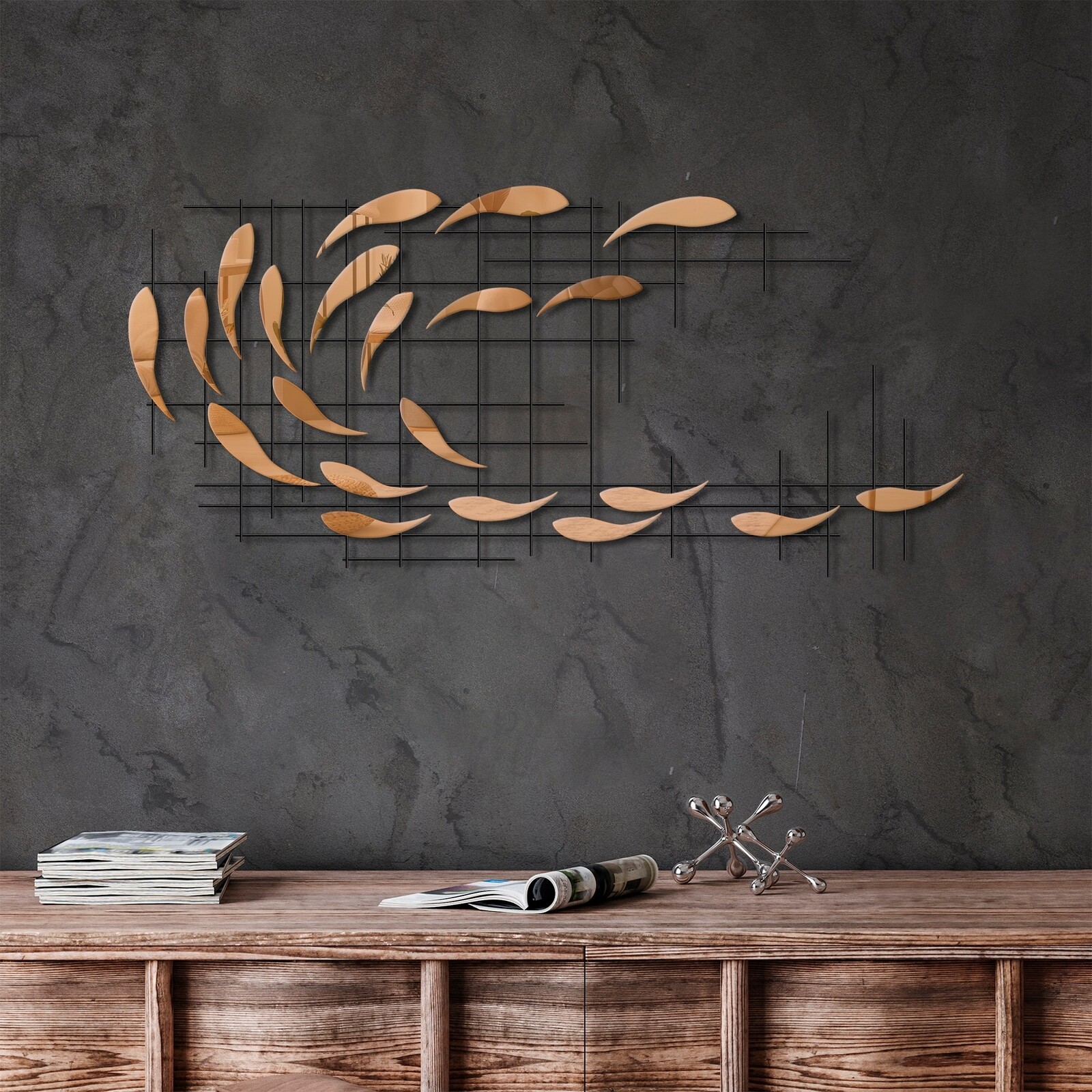 Nástěnná kovová dekorace Sheen 2 zlatá/černá