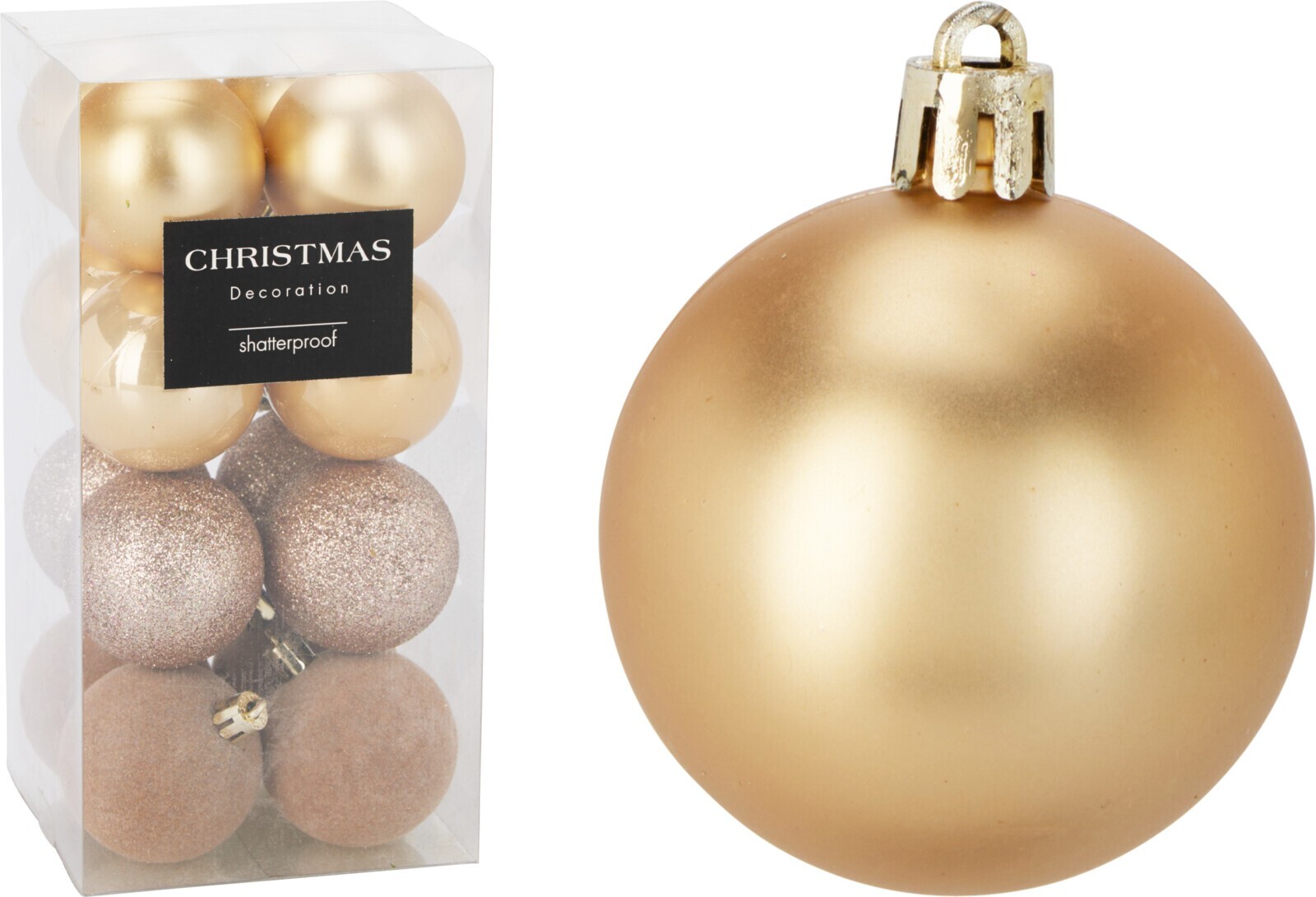 Sada 16 ks vánočních baněk Leo 5 cm zlatá