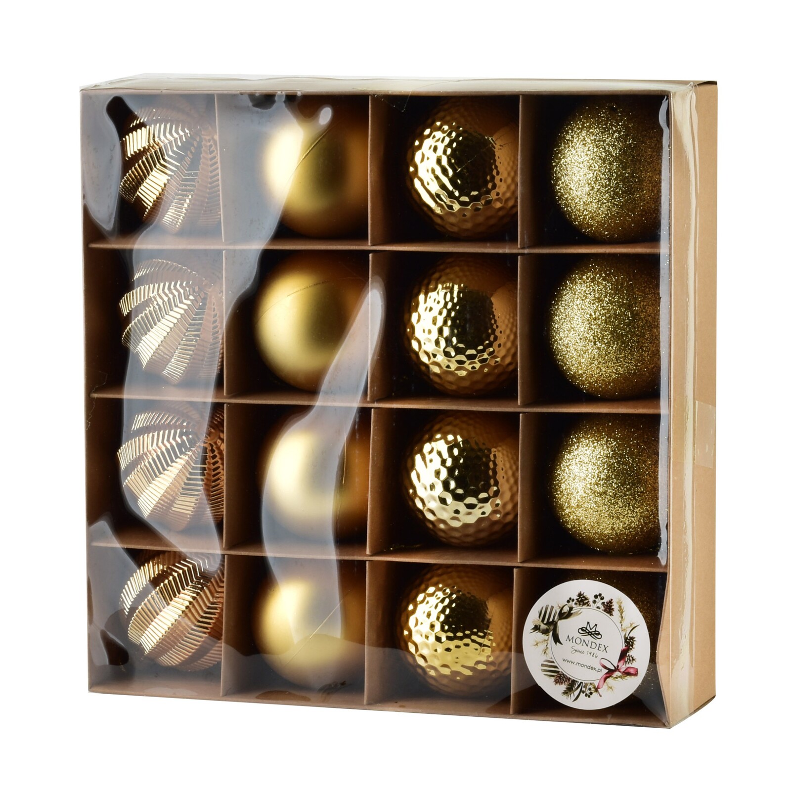 Sada 16 ks vánočních baněk Luca zlatá