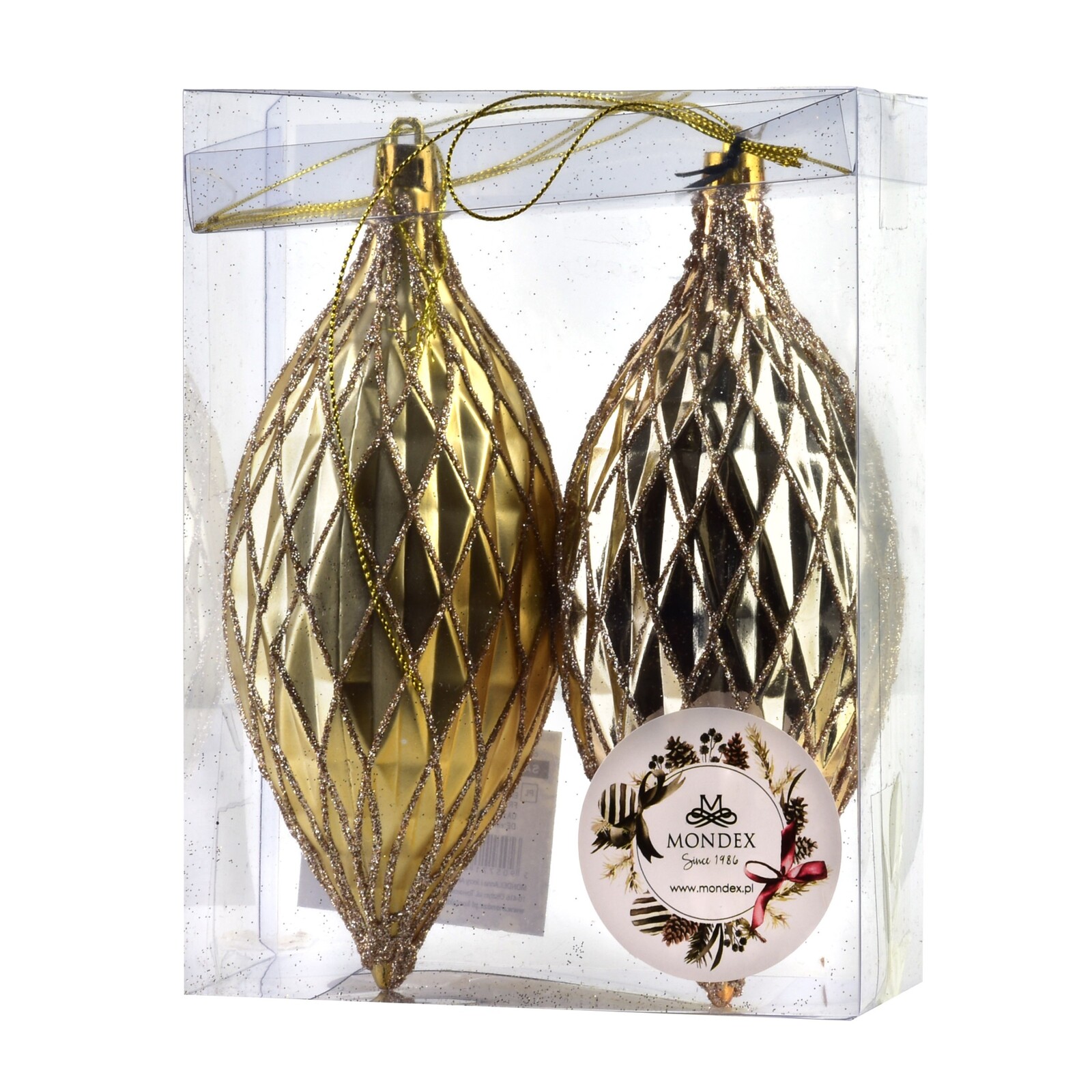 Sada 2 ks vánočních ozdob Mitra zlatá