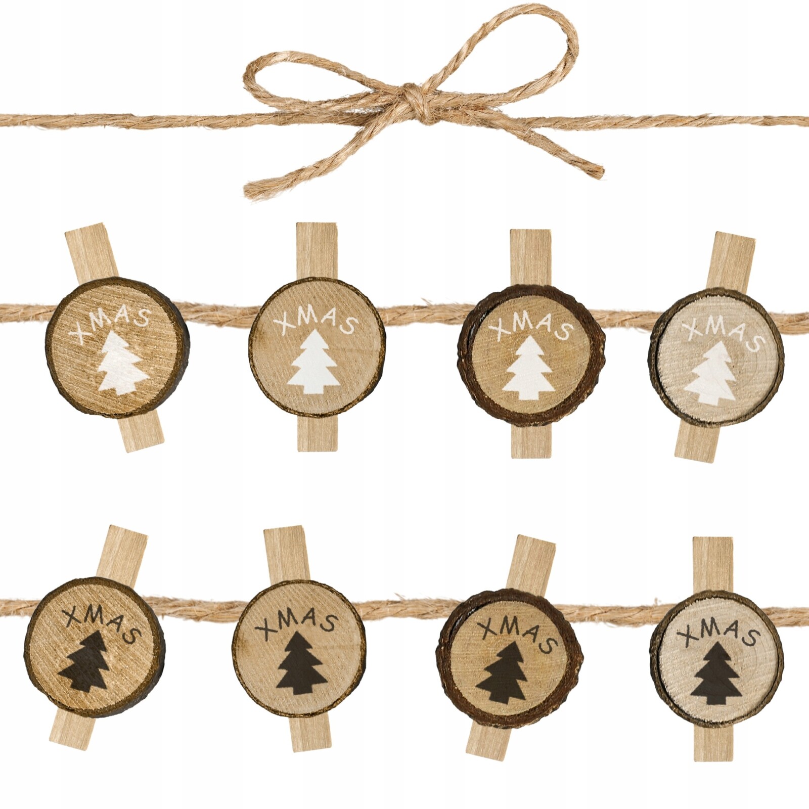 Sada 8 ks vánočních kolíčků Deleon hnědá