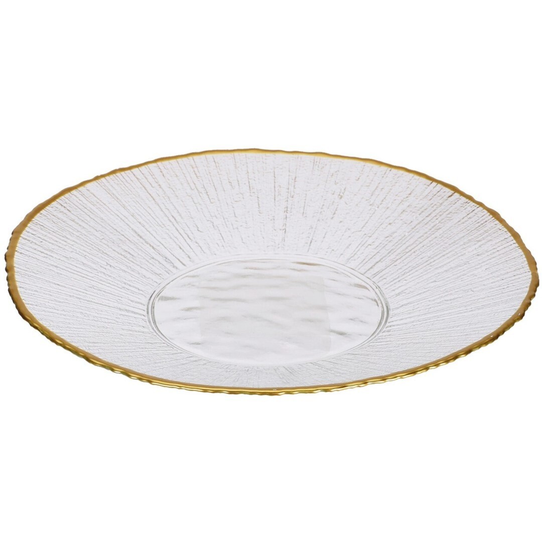Skleněný talíř LOSE 21 cm zlatý/bílý