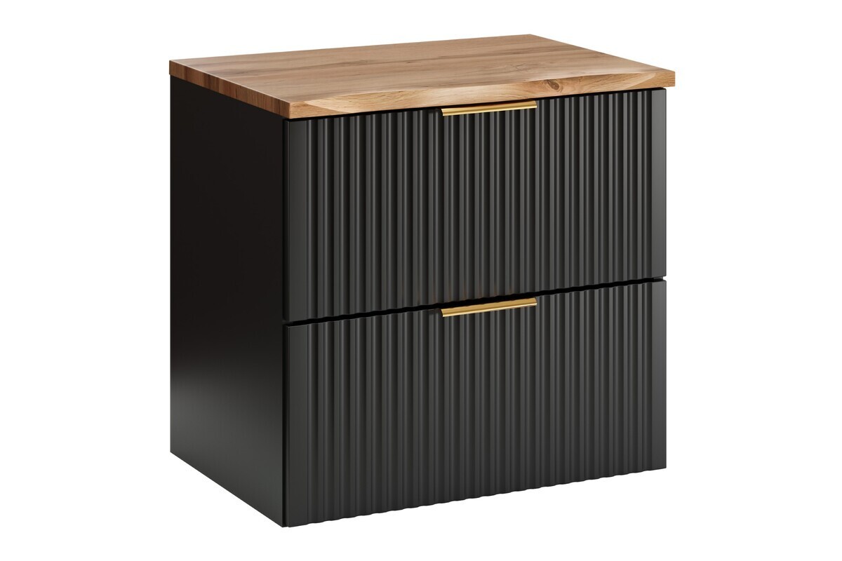 Závěsná skříňka Casad Nature s deskou 60 cm černá/dub wotan