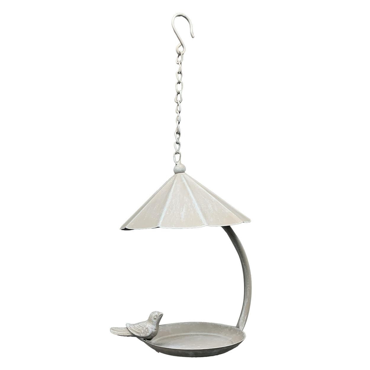 Závěsné krmítko s dekorativním ptáčkem BIRDY 43 cm bílé