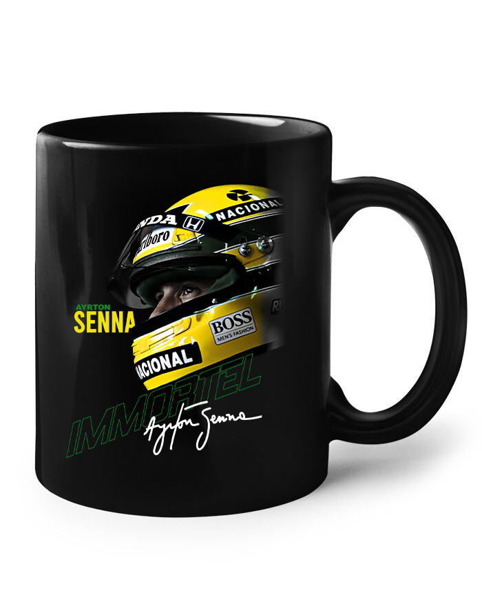 Keramický hrnček s potlačou Ayrton Senna -  hrnček pre milovníkov F1
