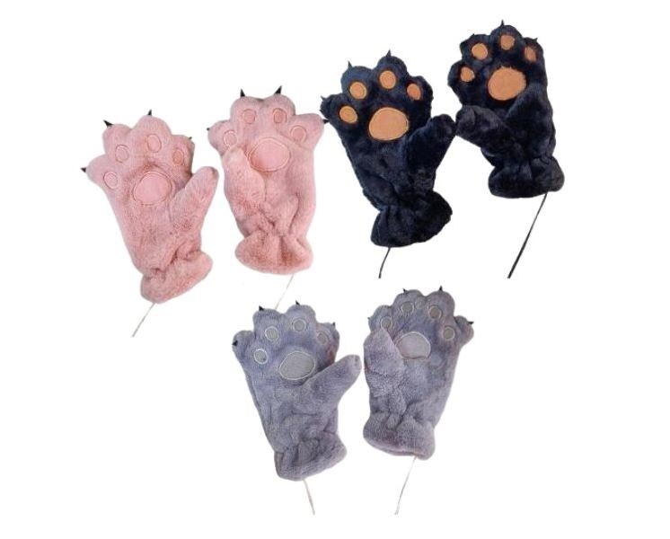 Plyšové rukavice mačacie labky - rôzne farby Farba: bielá