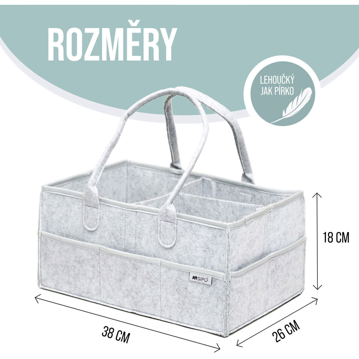 Sipo Organizér nielen na hygienické potreby pre deti, plstený, ŠEDÝ